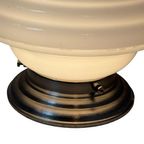 Art Deco - Gispen (giso) - Ceiling Mounted Lamp With Opaline Glass And Nickel Plated Mount thumbnail 2