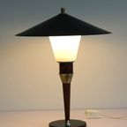 Oude Deense Bureaulamp In Metaal, Hout En Glas - Lyfa - Denemarken Jaren 50 - thumbnail 3