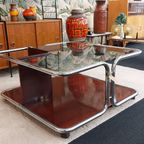 Vintage Space Age Salontafel Rookglas Chroom 70S thumbnail 8