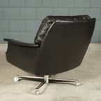 Vintage Lederen Draaifauteuil Met Hocker – Jaren 70 thumbnail 4