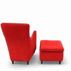 Senta Armchair / Hocker / Ottoman By Gerard Van Den Berg For Wittmann / Red Velvet Upholstery / M thumbnail 5