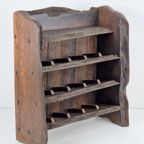 Vintage Eiken Brutalist Eiken Houten Wijnrek Japandi 1960 thumbnail 8