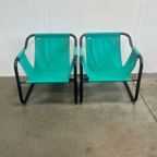 Tweetal Vintage Deense Fauteuils, Xcol, Zwart Staal Met Groene Stof, 1980’s thumbnail 11