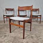 4 Vintage Deense Eetkamerstoelen Jaren 60 Teak Bouclé 60S thumbnail 8