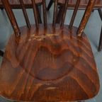 Set Van 6 Vintage Houten Windsor Spijlen Stoelen Uit De Jaren ’70 In Engelse Stijl thumbnail 11