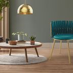 Fauteuil / Stoel Milla 100-In Set Van 2  Art Deco Stijl Velours / Velvet Groen Met Goud| Tweedekans thumbnail 3