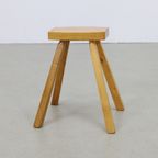 Vintage Low Stool In Wood, 1960S thumbnail 3