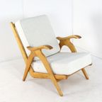 Vintage Fauteuil Eiken Nieuw Gestoffeerd | 2 Beschikbaar 'nederweert' thumbnail 4