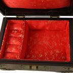Oude Chinese Juwelenkist Sierraden Doos Jade Palissander Messing thumbnail 11