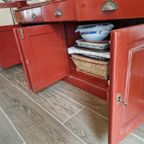 China Rustik Wood Cabinet With Hutch Colored In Red thumbnail 2