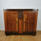 Vintage, Art Deco Dressoir, Wandkast, Wandmeubel Marmer Blad thumbnail 4