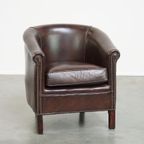 Zeer Mooie En Heerlijk Comfortabele Donkere Rundleren Clubfauteuil In Engelse Stijl thumbnail 2