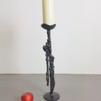 Vintage Brutalist Vloer Kandelaar Cast Iron Mid Century 1960 thumbnail 4