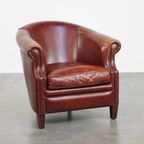 Zeer Mooie En Luxe Cognac-kleurige Rundleren Clubfauteuil In Engelse Stijl thumbnail 5