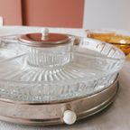 Vintage Draaiplateau Snackschaal Glas Chroom thumbnail 3