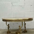 Vintage Brass Coffee Table Met Onyx Blad thumbnail 2