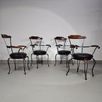 Italian Postmodern / Turnable / Wrought Iron Dining Chairs / Leather Seats thumbnail 7
