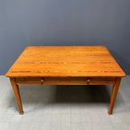 Antieke Pitch Pine Stoffen Tafel Met Twee Laden thumbnail 12