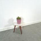 Bijzettafel Met Licht Grijs Formica Blad En Houten Poten Nr. 14 Plantentafel thumbnail 5