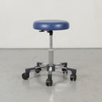 Frontseat Werkkruk, Blauw Leder, Verrijdbaar thumbnail 2