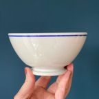Sarreguemines Set Van 4 Vintage Kommen Wit Met Blauwe Rand thumbnail 6