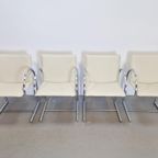 4 X Vintage Metaform Cirkel Rvs Stoel Nieuw Leer Japandi '80 thumbnail 9