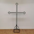 Zeer Groot Antiek Smeedijzeren Kruis Crucifix Metalen Kruis thumbnail 17