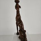 Handgesneden Houten Windhondbeeld - 20e Eeuw thumbnail 7
