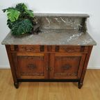 Vintage Frans Dressoir Commode, Ladekast Badkamermeubel Met Marmer Blad 112 thumbnail 3