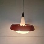 Vintage Opaline Design Hanglamp Rood Wit thumbnail 5