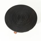 French Artisan Solid Oak Round Tripod Coffee Table 1960S thumbnail 2
