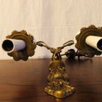 Antieke Koperen Wandlamp Met Porselein thumbnail 5