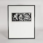 Eugène Fidler (1910-1990) - Lino Gravure Originale - 'Pour Eugene Fidler' - 6/100 thumbnail 2