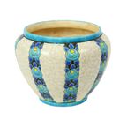 Polychrome Bloempot Vaas Catteau Boch Keramis Art Deco Ca. 1922 thumbnail 7