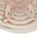 Vintage Art Deco Platte Fruitschaal Roze Geperst Glas thumbnail 8