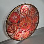 Large Wall Piece Textile Art 1970s / Wooden Frame With Nails thumbnail 5