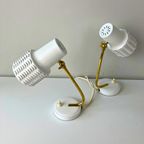 2x Vintage Tafel- Of Nachtlampjes Van Wit Metaal, Messing thumbnail 4