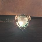 Vintage - Hanglamp - Plafondlamp - Blauw Glas - Metaal En Glas. thumbnail 9