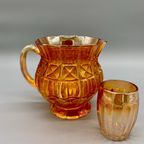 Franse Carnaval Iriserend Glas Waterkan En Glas Oranje thumbnail 11