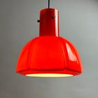 Red Glass Flower Shaped Pendant Light From Glashütte Limburg, 1970 thumbnail 6