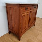 Vintage Frans Dressoir Commode, Ladekast Badkamermeubel Met Marmer Blad 110 thumbnail 14