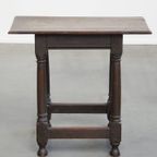 Charmante, Grote Antieke Engelse Bijzettafel/ Stool Met Een Prachtig Patina thumbnail 4