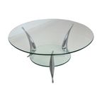 Moderne Ronde Glazen Salontafel Chroom Space Age Design thumbnail 3