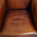 Stijlvolle Schapenleren Design Fauteuil/ Armchair In Een Warme Cognac Kleur thumbnail 6