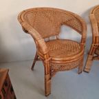 Een Paar Vintage Boho Stijl Rotan Webbing Fauteuils. thumbnail 6