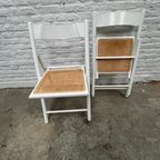 2x Vintage Klapstoel Wit Met Naturel Webbing Zitting thumbnail 3