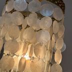 Vintage 60’S Capiz Schelpen Hanglamp Parelmoer Schelpen Opaline Schelp Lamp thumbnail 5
