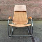 Vintage Chrome And Wicker Rocking Chair, 1970s thumbnail 4