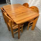 Set (4) Vintage Eetkamerstoelen Grenen Hout - Daumiller thumbnail 8