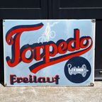 Xl Groot Emaille Reclamebord Van Torpedo Freilauf. thumbnail 5